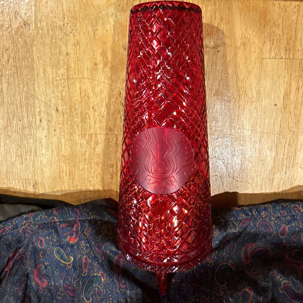 Starbucks Red Textured Tumbler Cup w/ Siren Logo, Lid & Straw Coffee & Tea